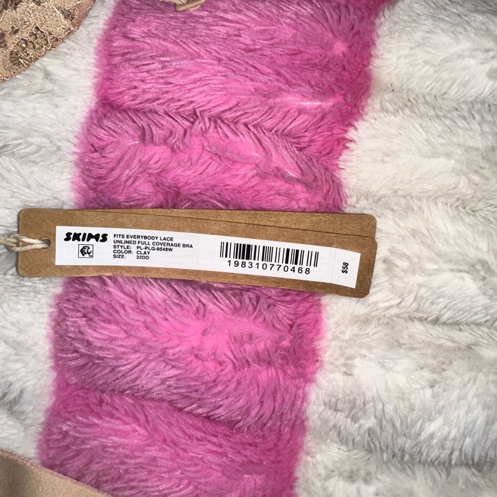 Skims Fits Everybody Lace Unlined Full Coverage Bra Clay - NWT 32DD - Picture 2 of 3